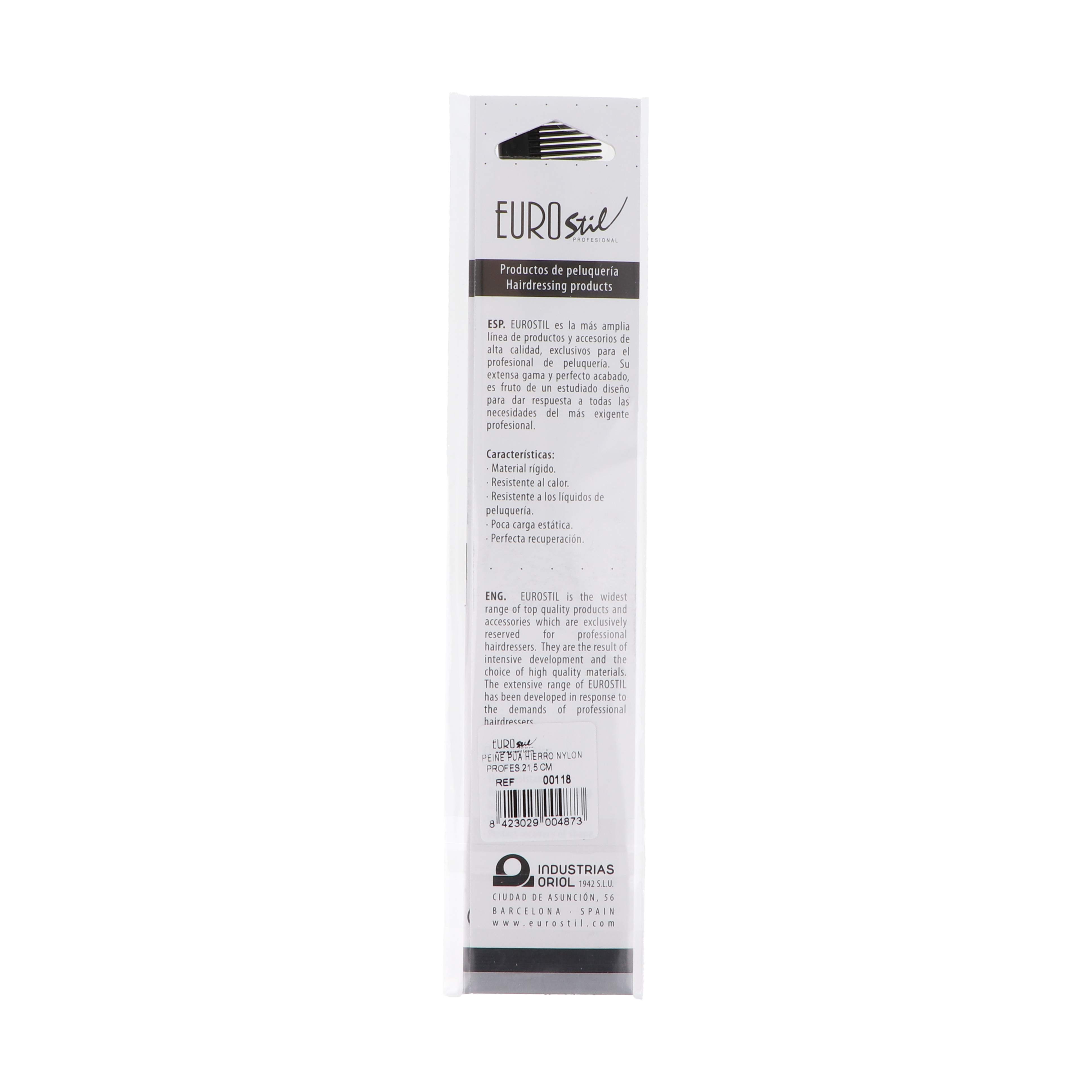 PEINE PUA HIERRO NYLON PROFES.21,5 CM