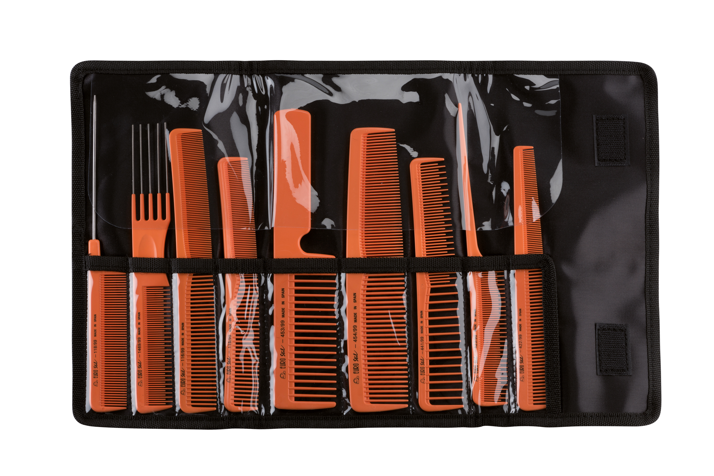 ESTUCHE PROF. 9 PEINES COLORES CON CIERRE