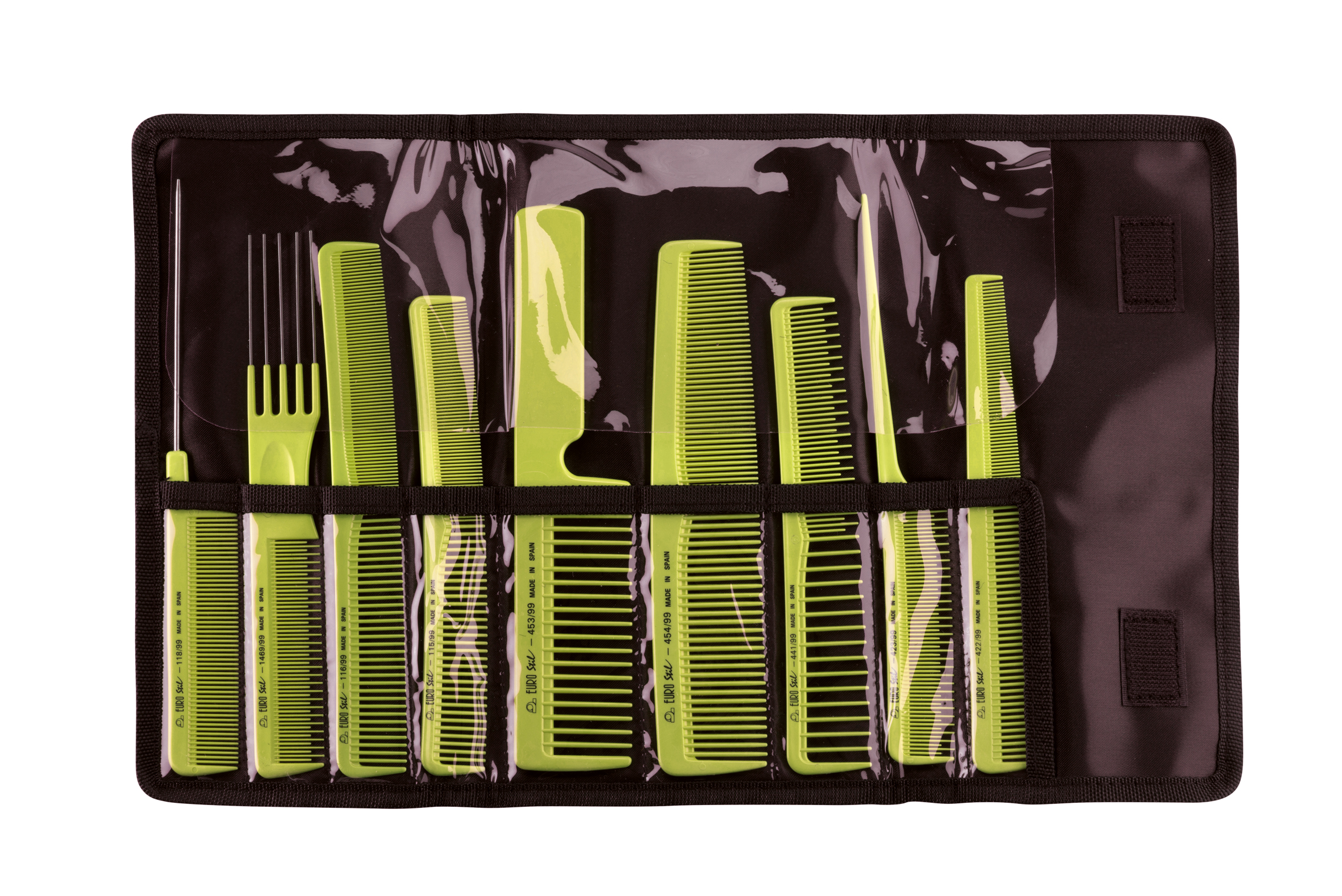 ESTUCHE PROF. 9 PEINES COLORES CON CIERRE