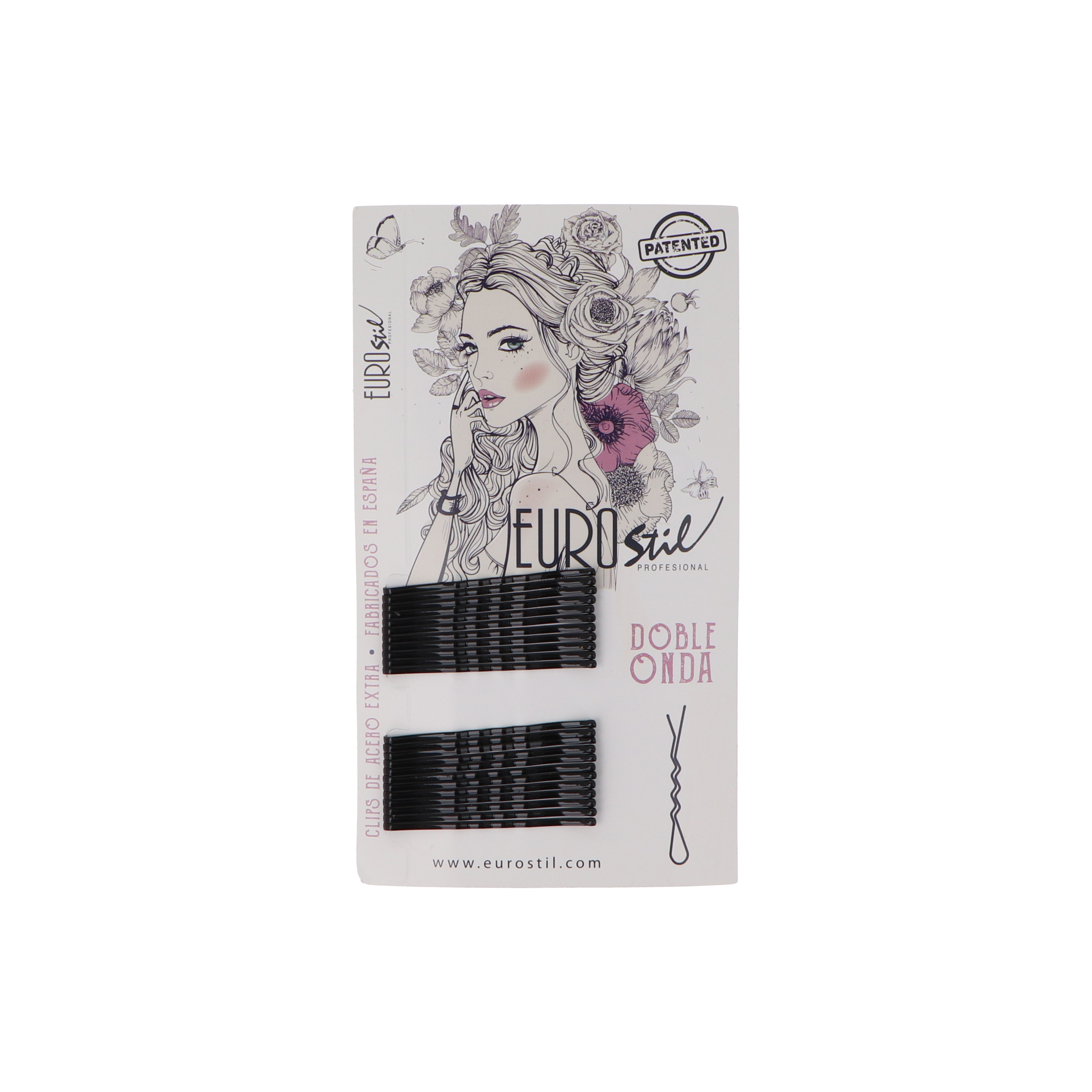 CARTON 24 CLIPS DOBLE ONDA NEGRO EUROSTIL 50MM