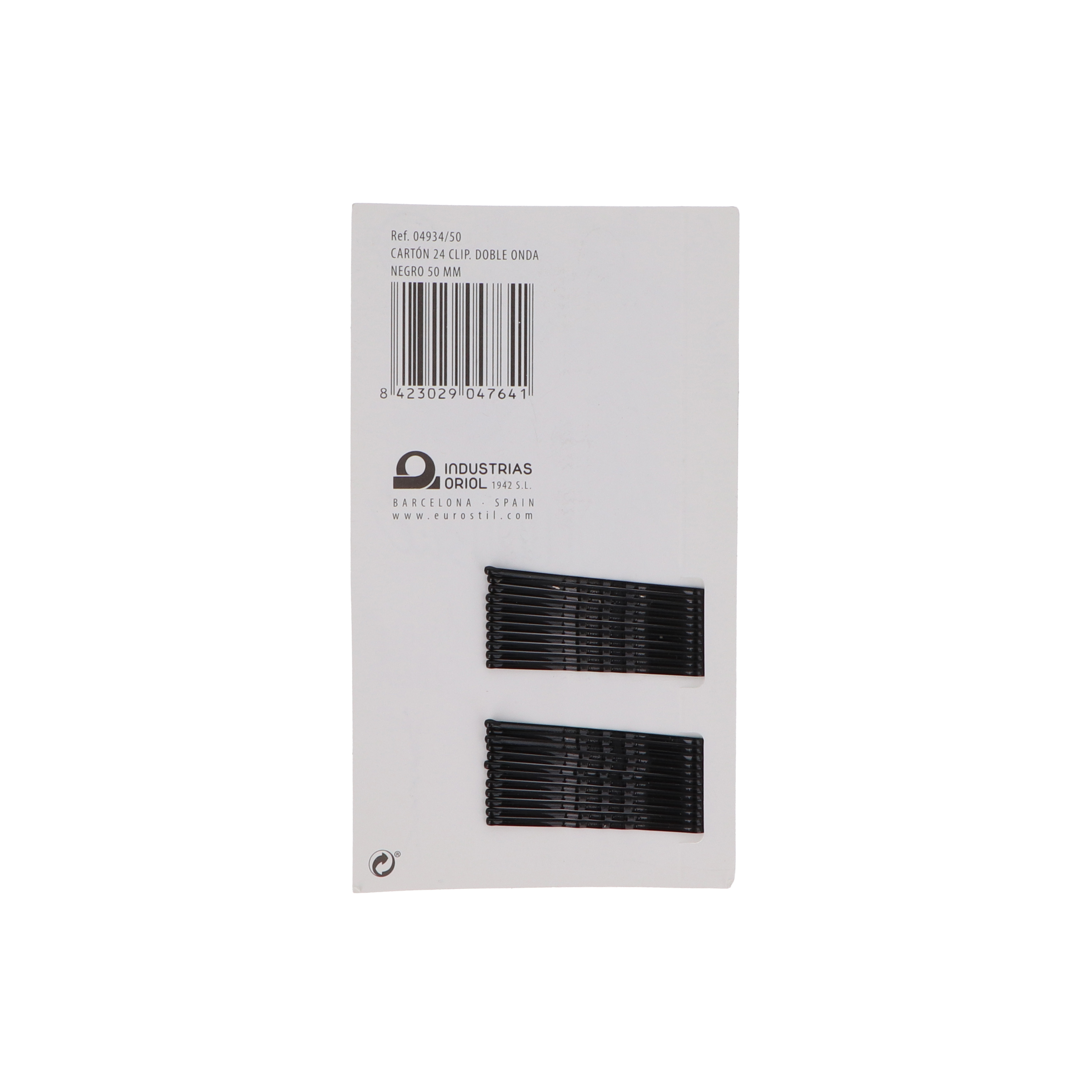 CARTON 24 CLIPS DOBLE ONDA NEGRO EUROSTIL 50MM